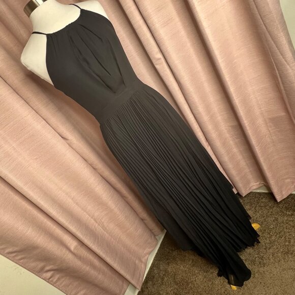 Charles Rafael For Zango XS Black Halter Pleated Maxi Dress  Elegant Evening USA - Picture 3 of 16